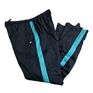 New Balance Track Pants Mens XL Black Teal Aqua Blue Striped Running Gym Rain